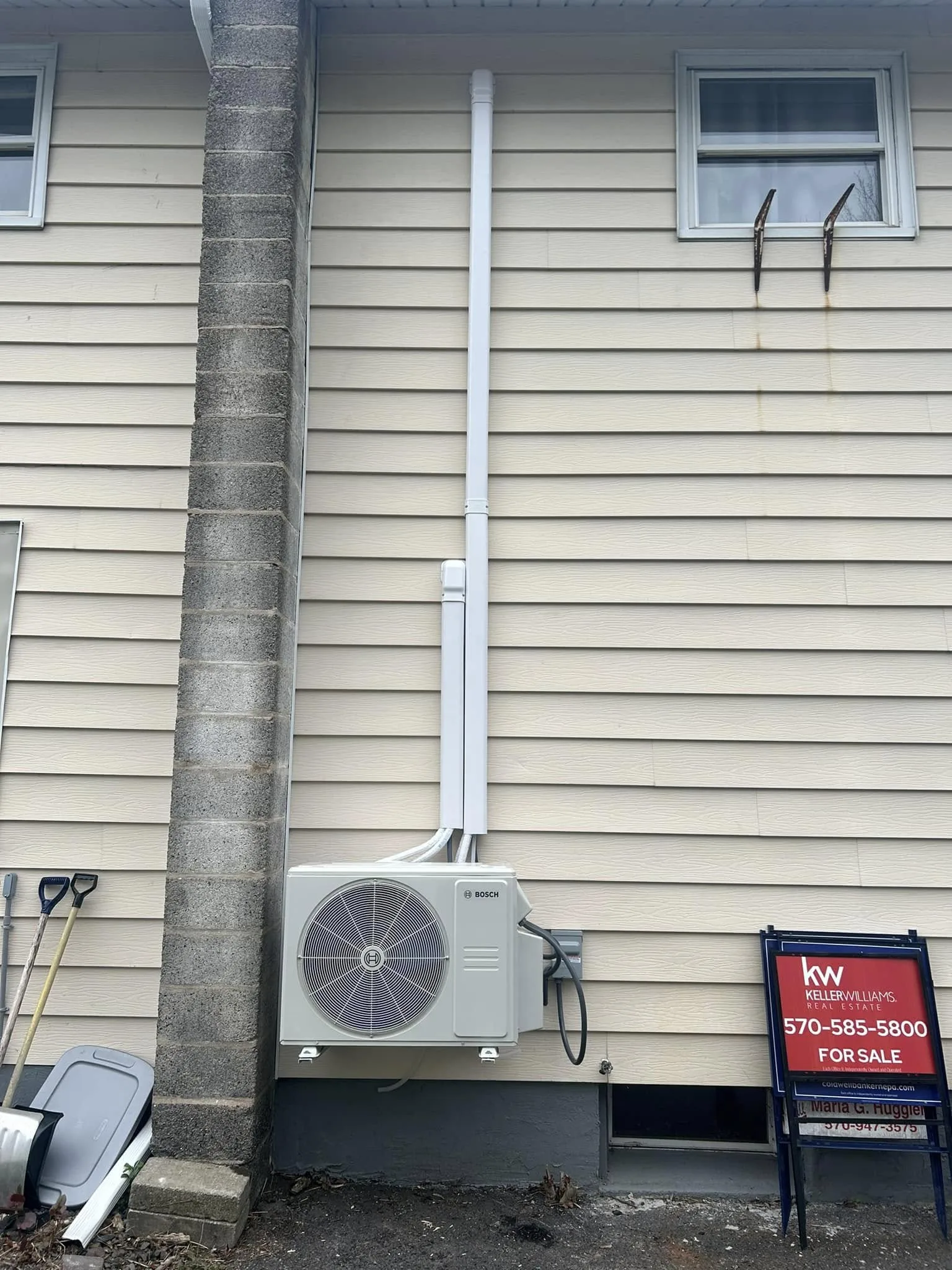 Finished Bosch outdoor mini-split unit installation